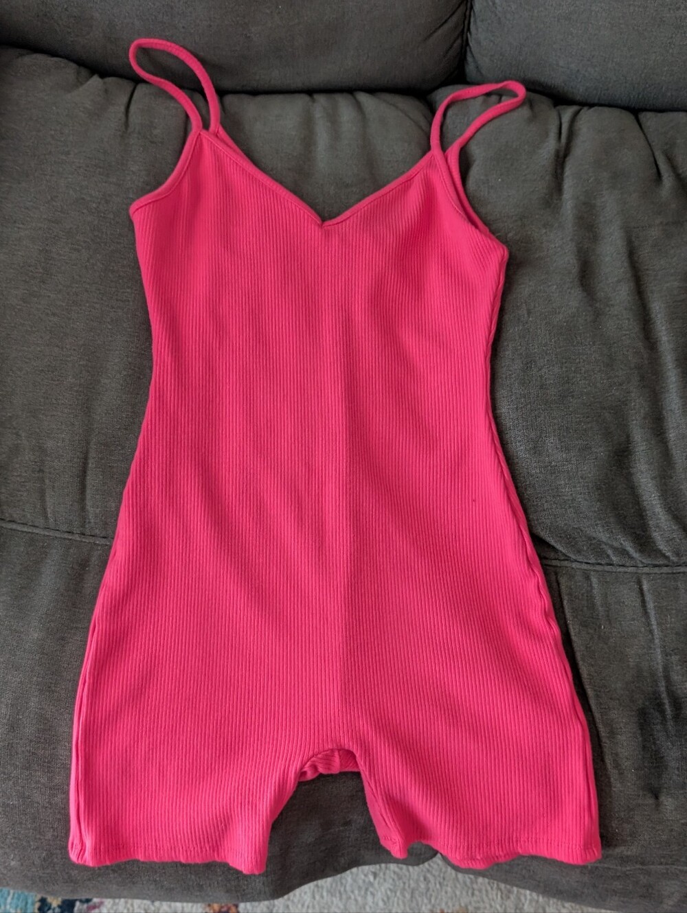 Love Tree Hot Pink Ribbed One-Piece Bodysuit